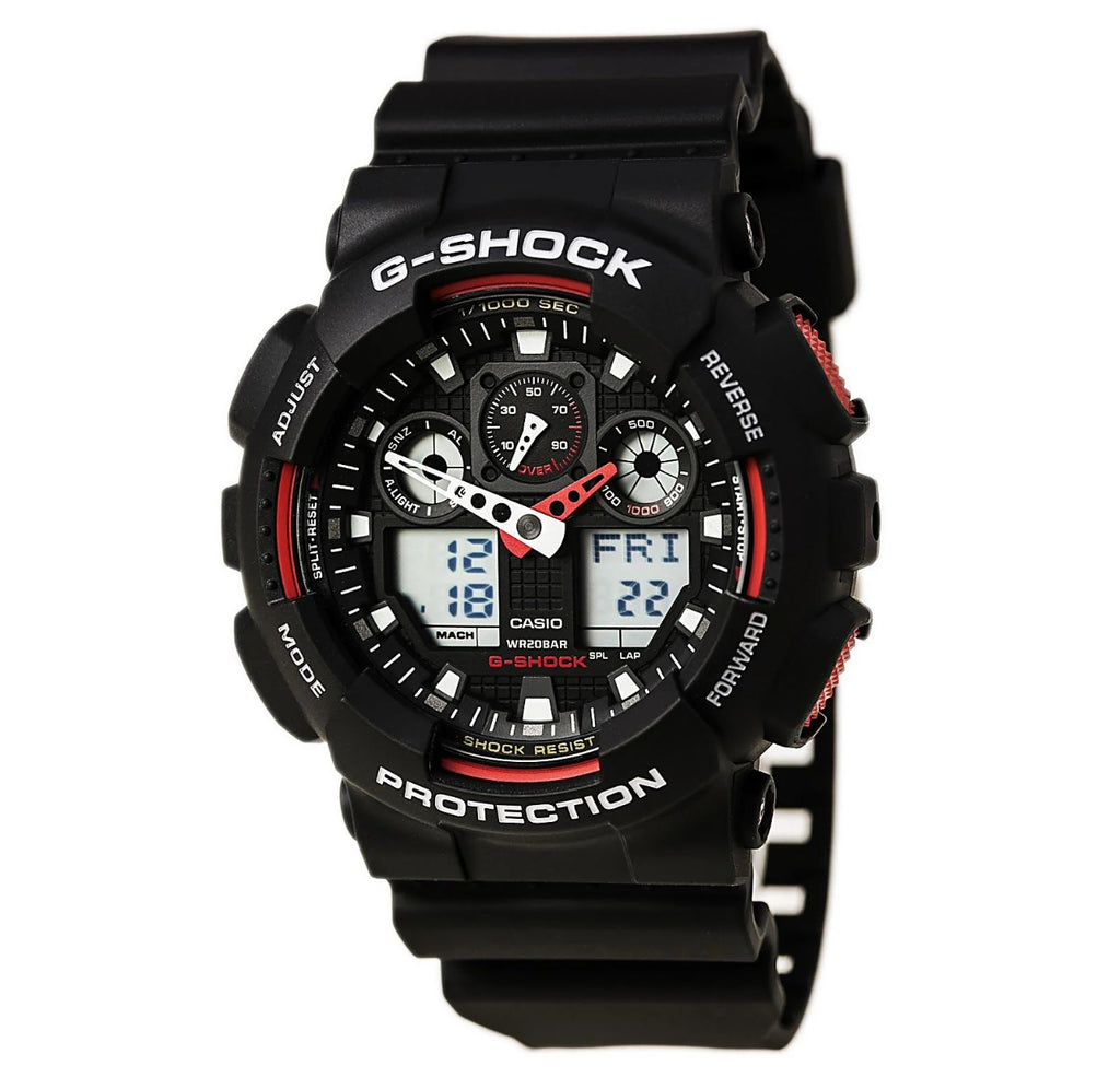 Casio Men's Dive Watch - G-Shock Anti-Magnetic Ana-Digi Dial Resin Strap | GA100-1A4