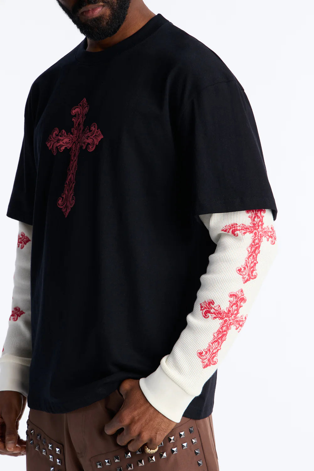 Twofer Through The Looking Glass Long Sleeve Tee - Black