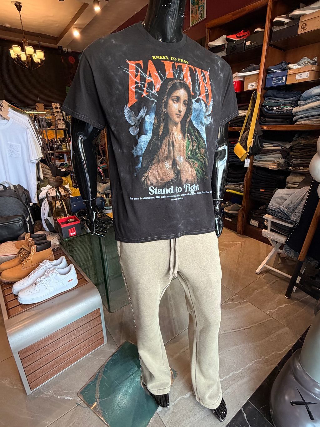 Faith Tye Dye Oversized Short Sleeve Tee - Black