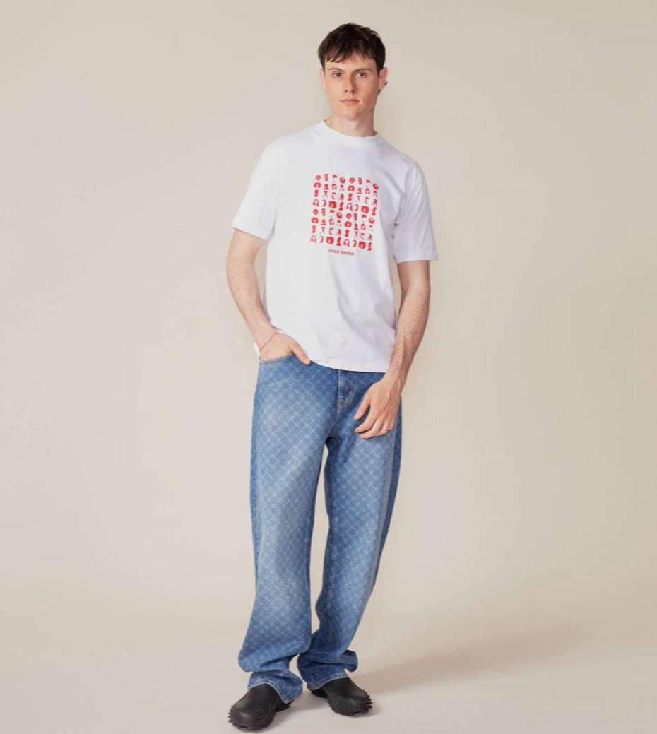 WHITE HAIR GRID T-SHIRT