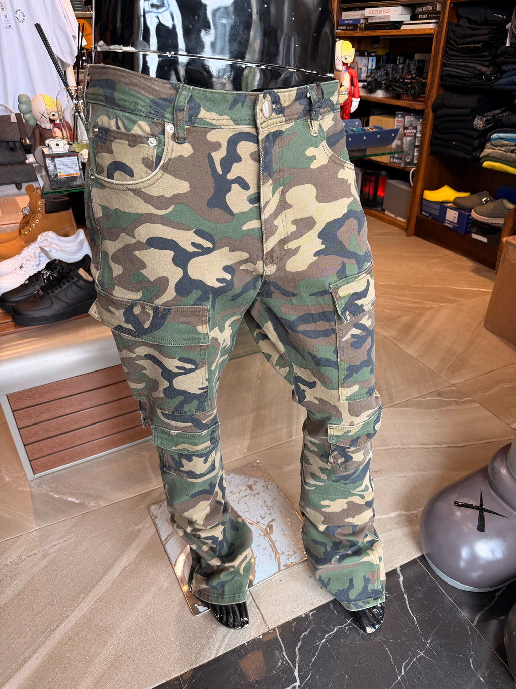 Convertible Stacked Skinny Flare Jeans - Camouflage