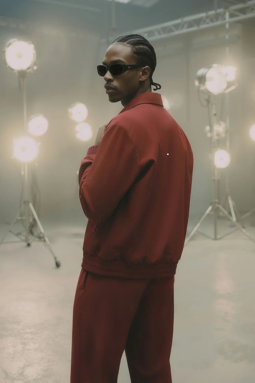 Relaxed Studded New Age Rebel Bomber Jacket - Burgundy