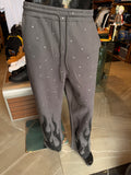 Rhinestone Flame Wide Leg Sweatpants - Charcoal