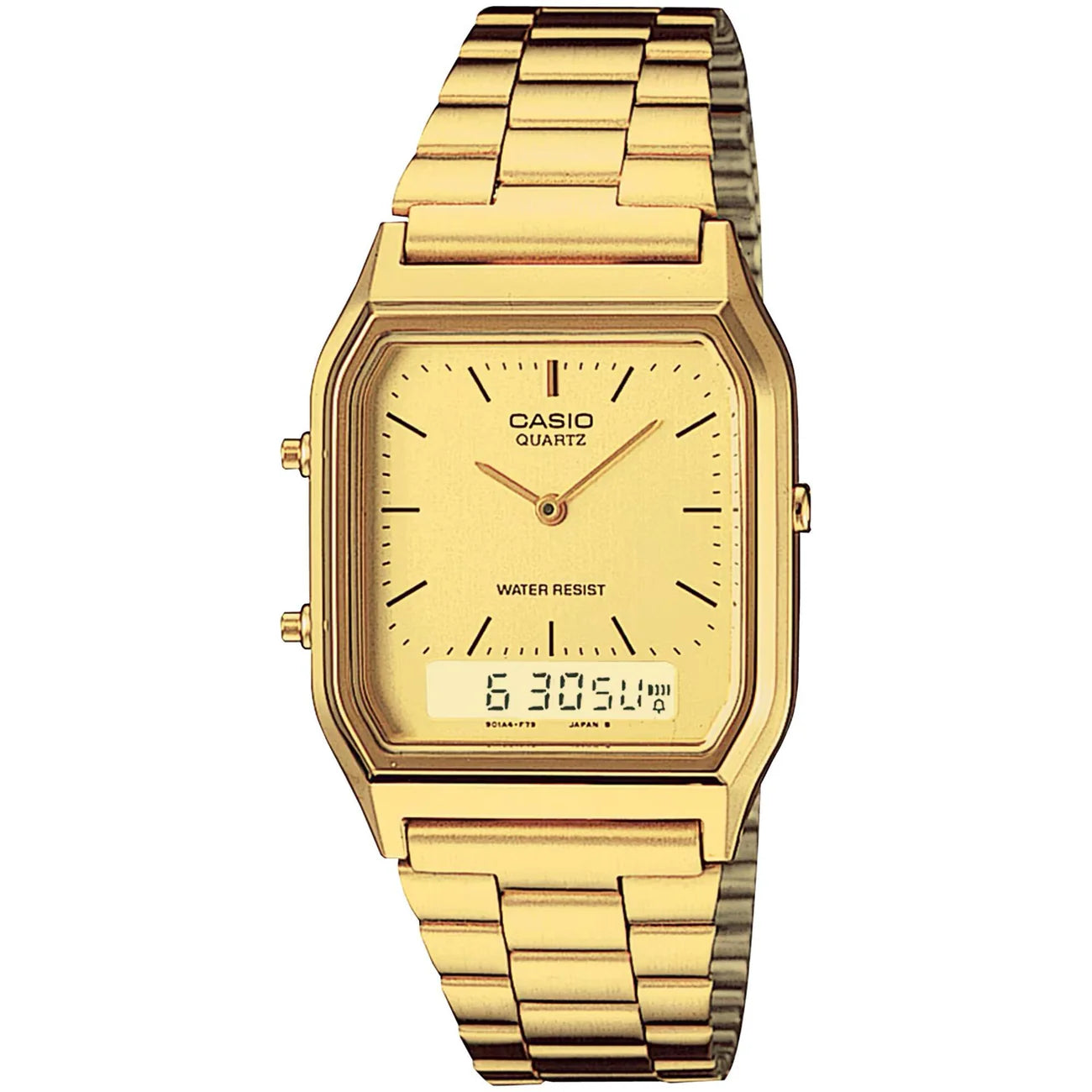 Casio Men's Watch - Analog-Digital Dial Yellow Gold Steel Bracelet | AQ-230GA-9D