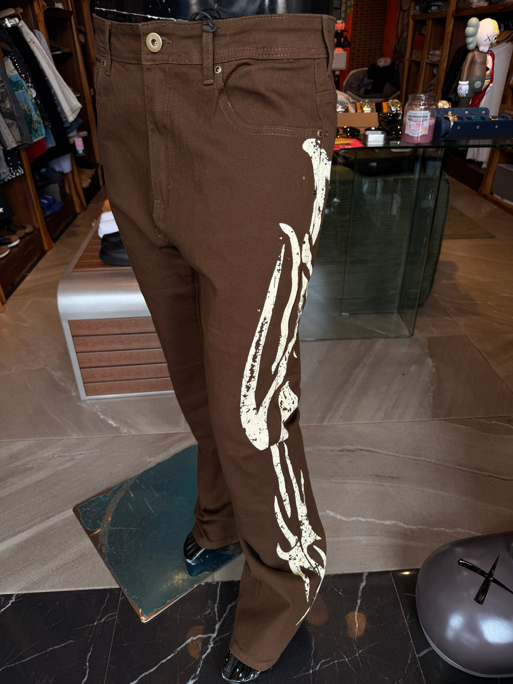 Stacked Skinny Flare Rockstar Life Jewel Pant - Brown