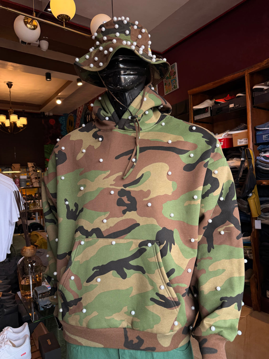 Camo Pearled Bucket Hat - Camouflage