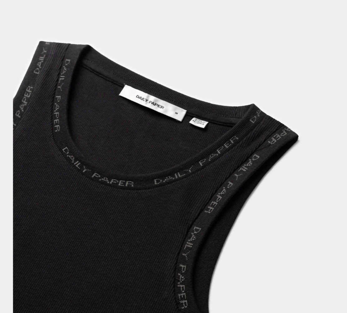 BLACK ERIB TANK TOP