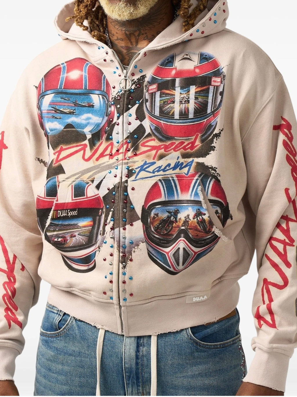 Duaa graphic beaded hoodie