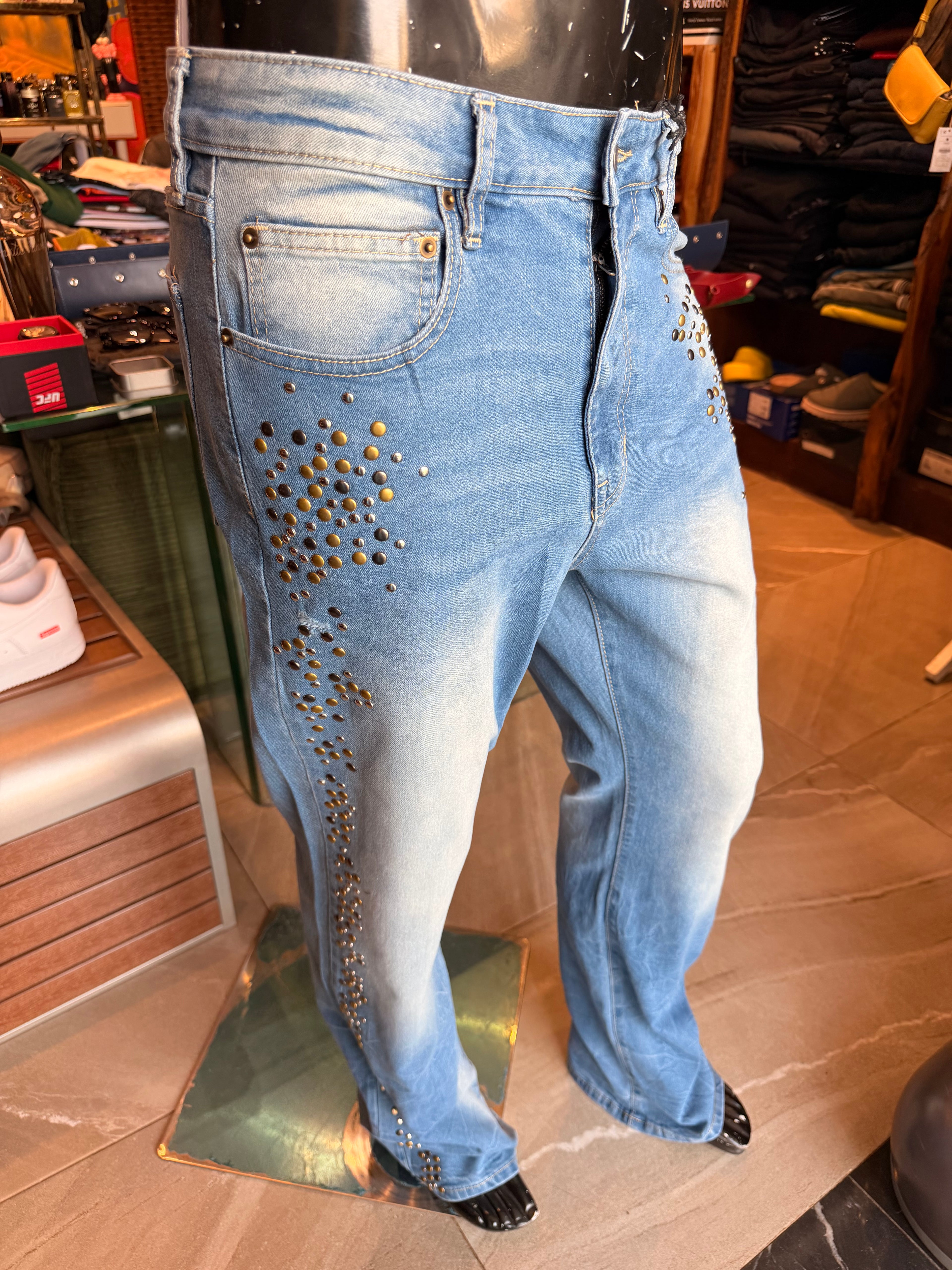 Stacked Slim Flare Steel Venom Jean - Medium Blue Wash