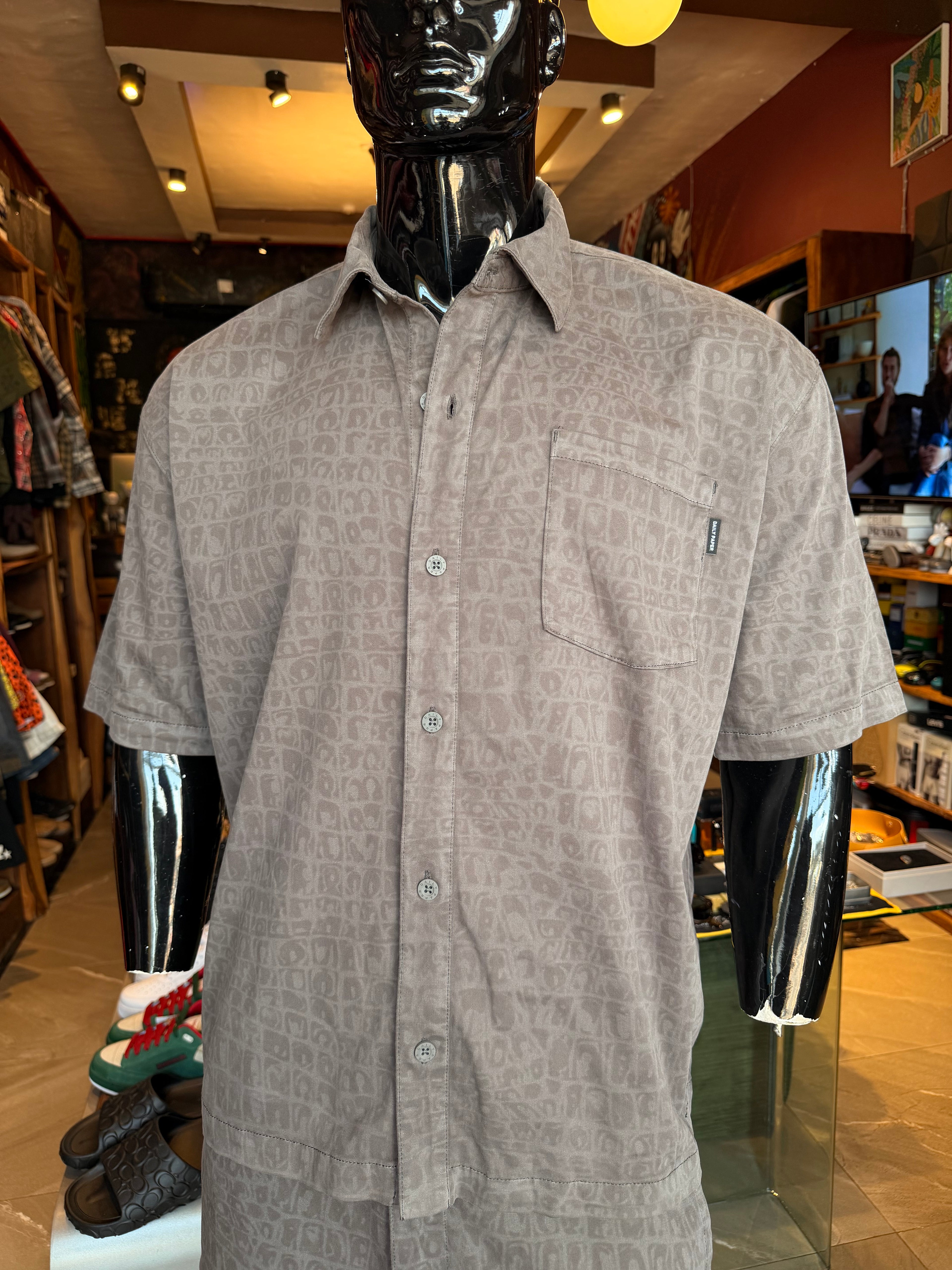 DAILY PAPER BLACK OYSTER DIGITAL CROC SHIRT
