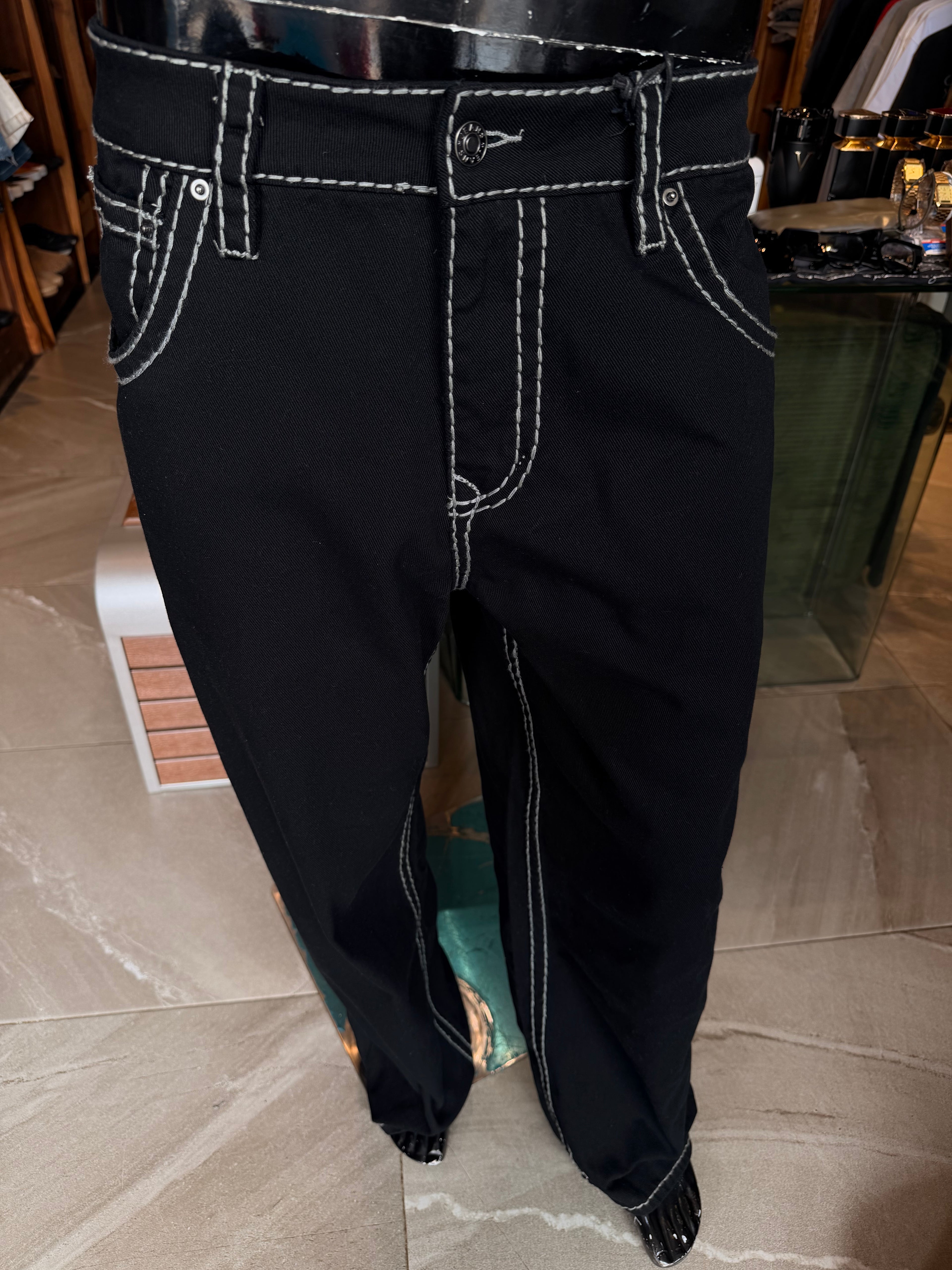 Heavy Stitch Barrel Jean - Black