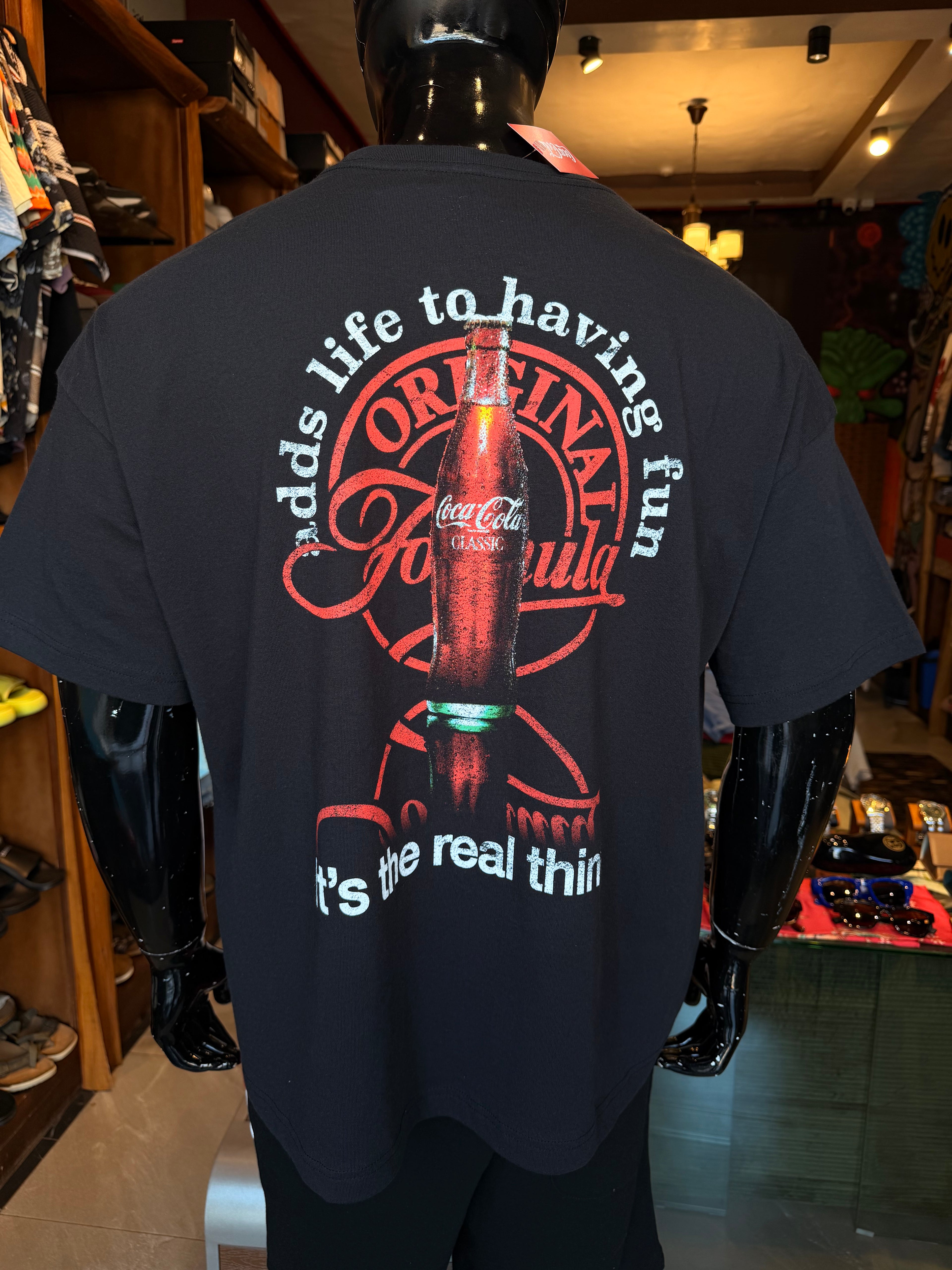 Coke Adds Life To Having Fun Oversized Short Sleeve Tee - Black