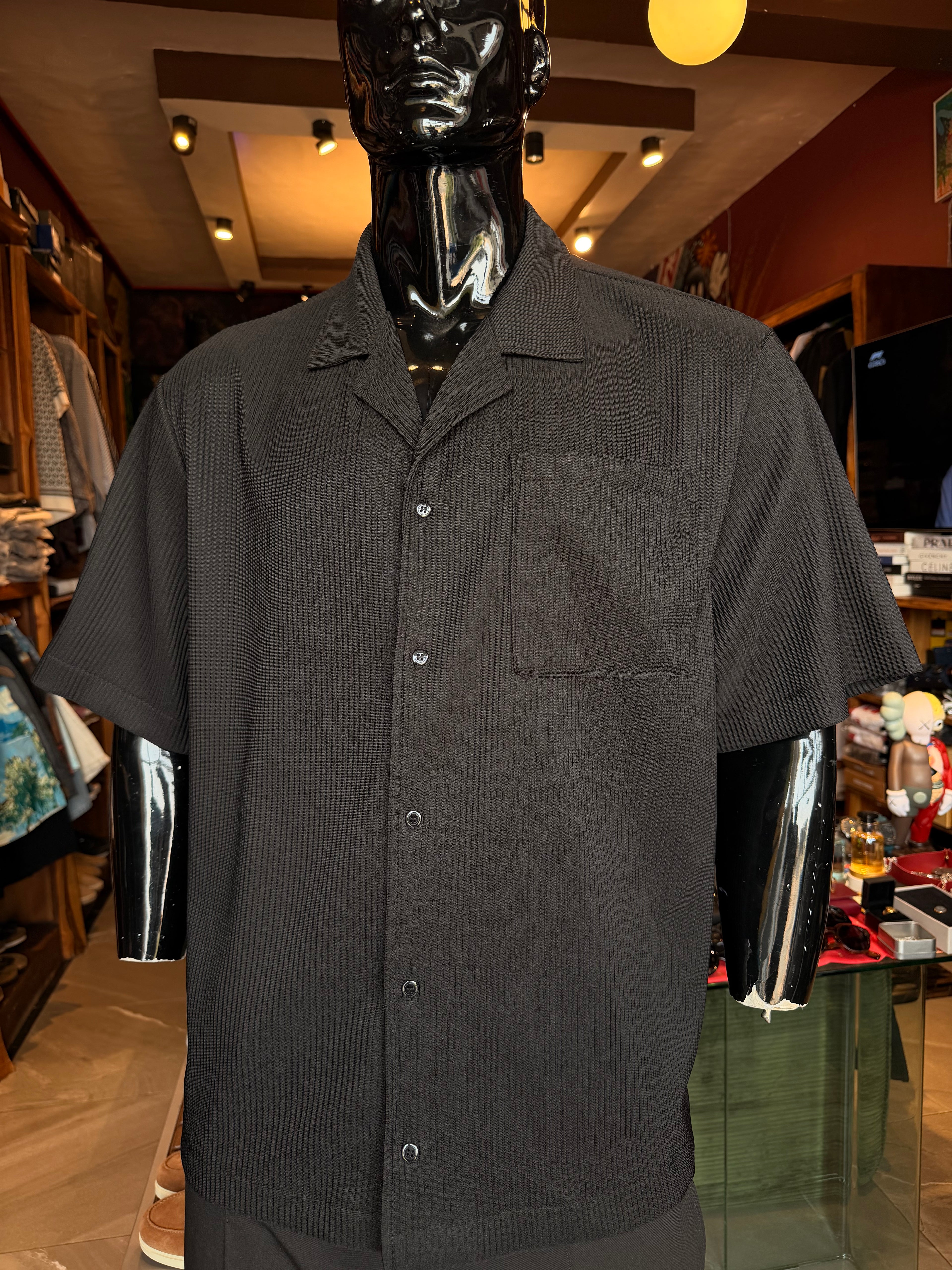 Show Up Short Sleeve Cuban Shirt - Black