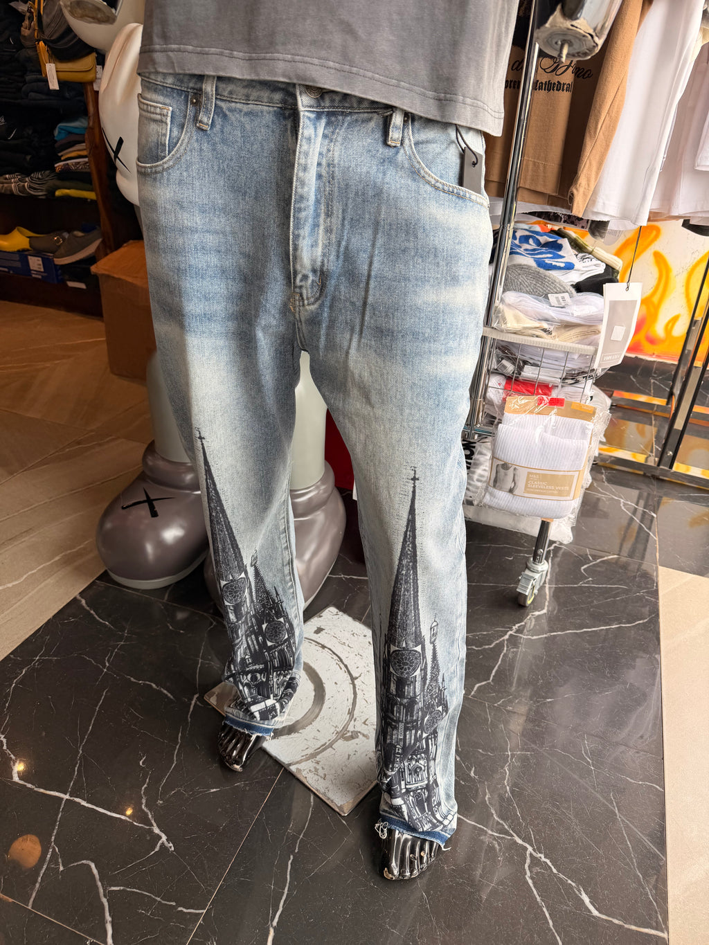 Straight Cathedral Jean - Medium Blue Wash