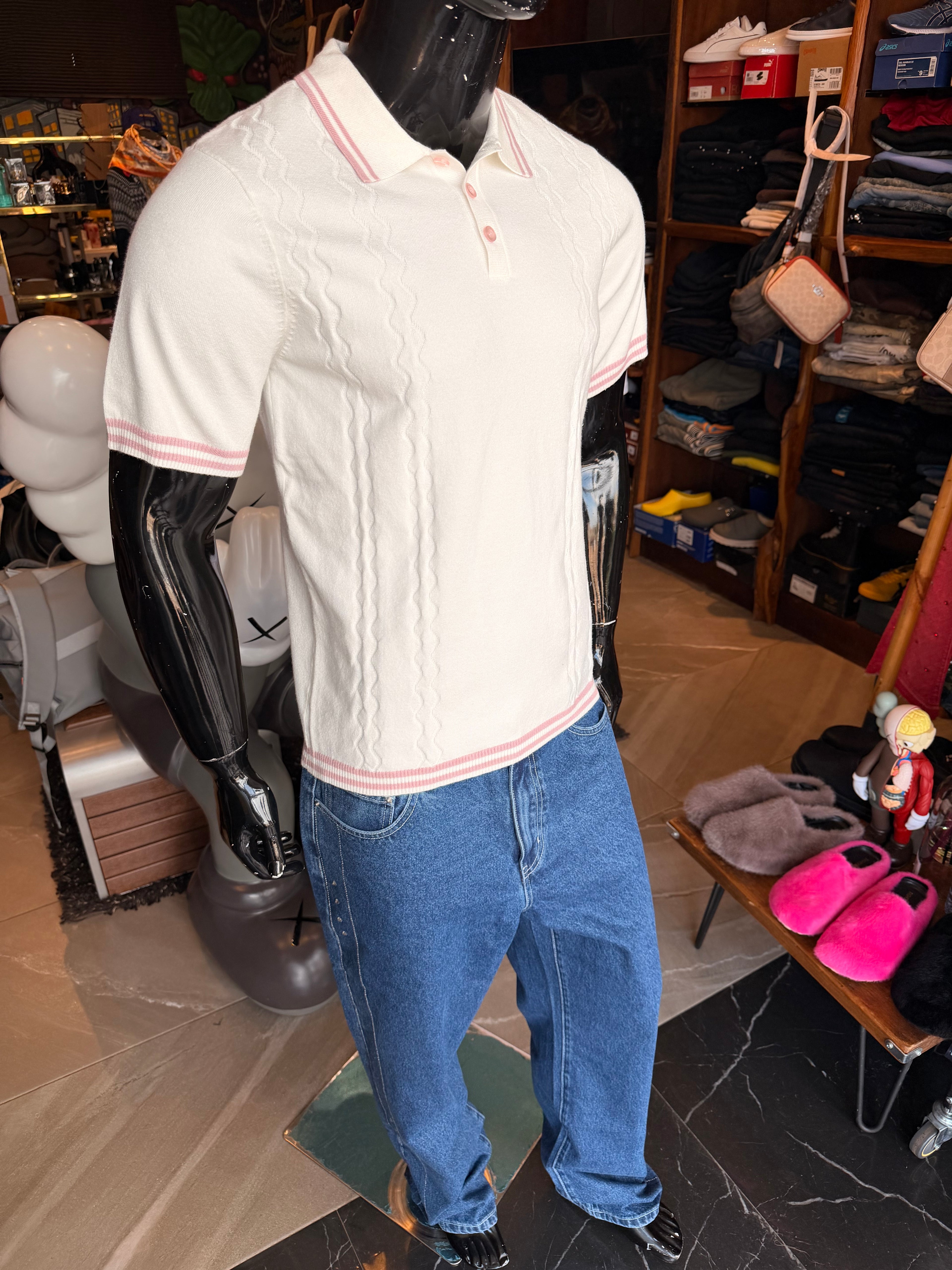 The Regent Polo Sweater - Pink/combo