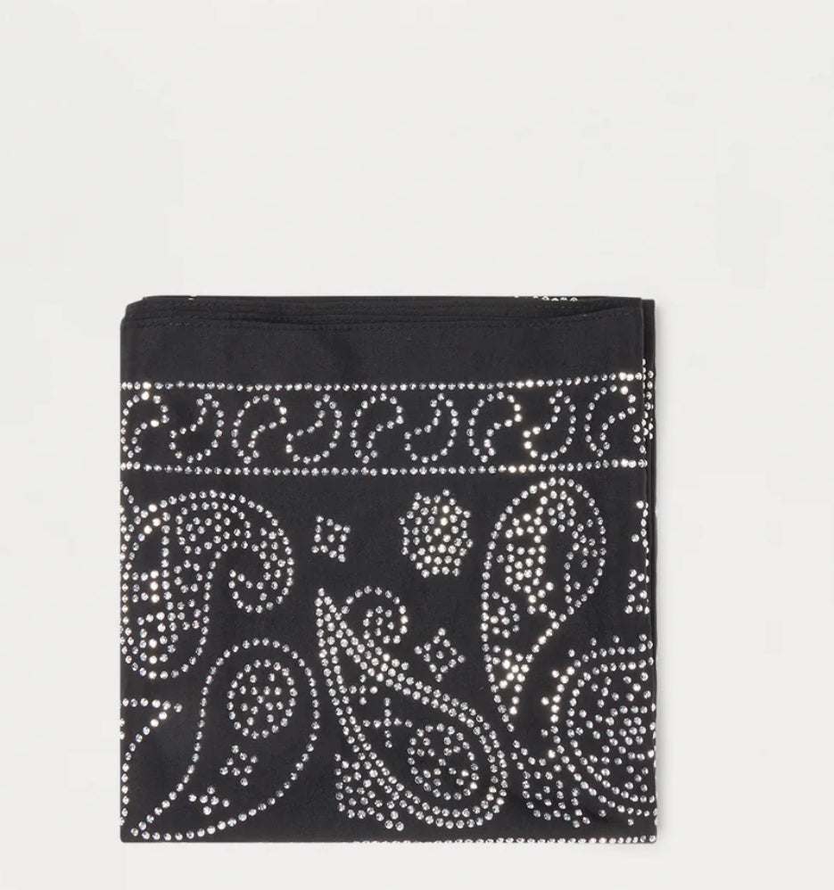 Rhinestone Embellished Paisley Bandana - Red