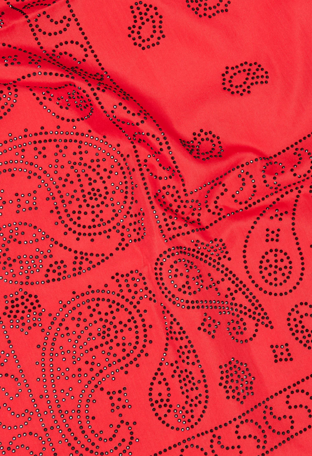 Rhinestone Embellished Paisley Bandana - Red