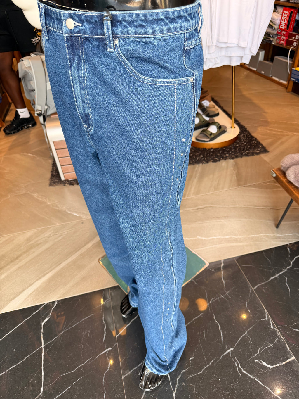 Straight Coming To My Side Jeweled Jean - Indigo
