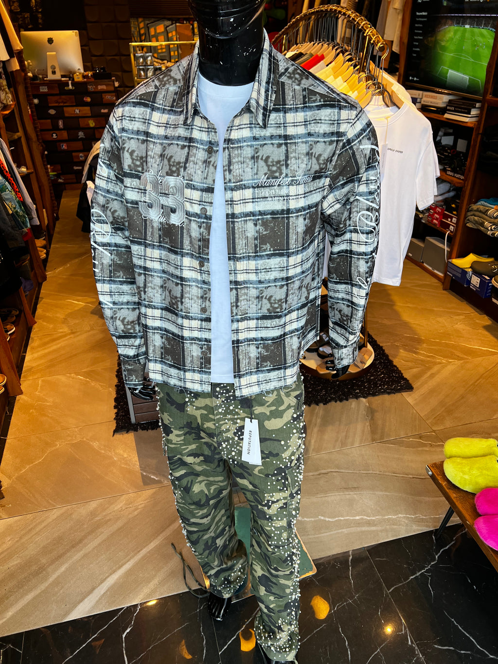 Cropped Manifest Button Up Shirt - Olive