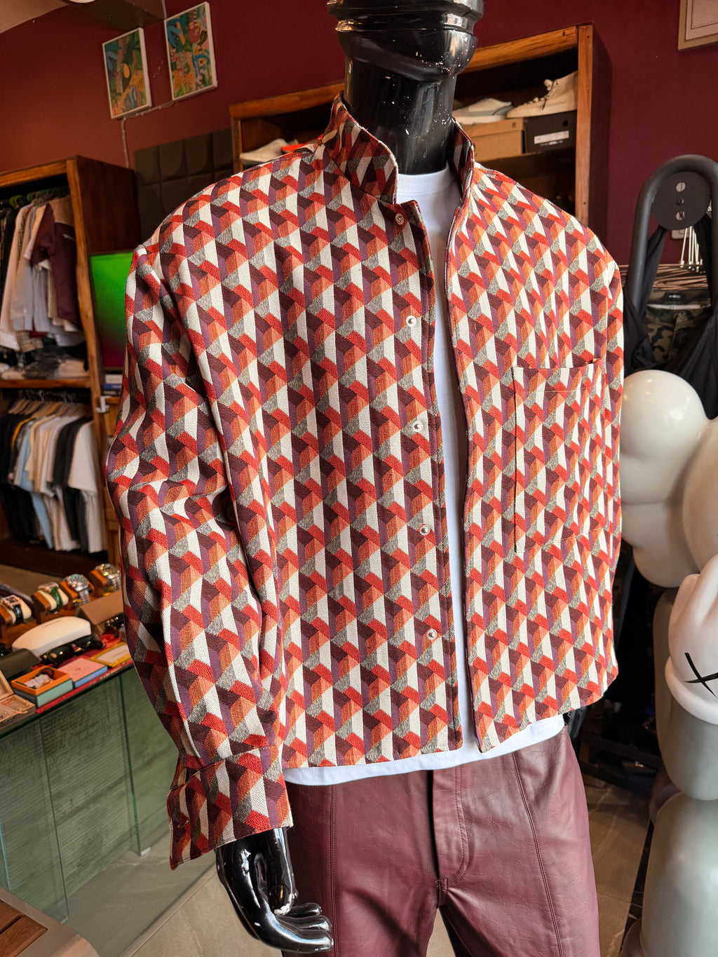 Relaxed Bellamy Geometric Tapestry Button Up Shirt - Multi Color