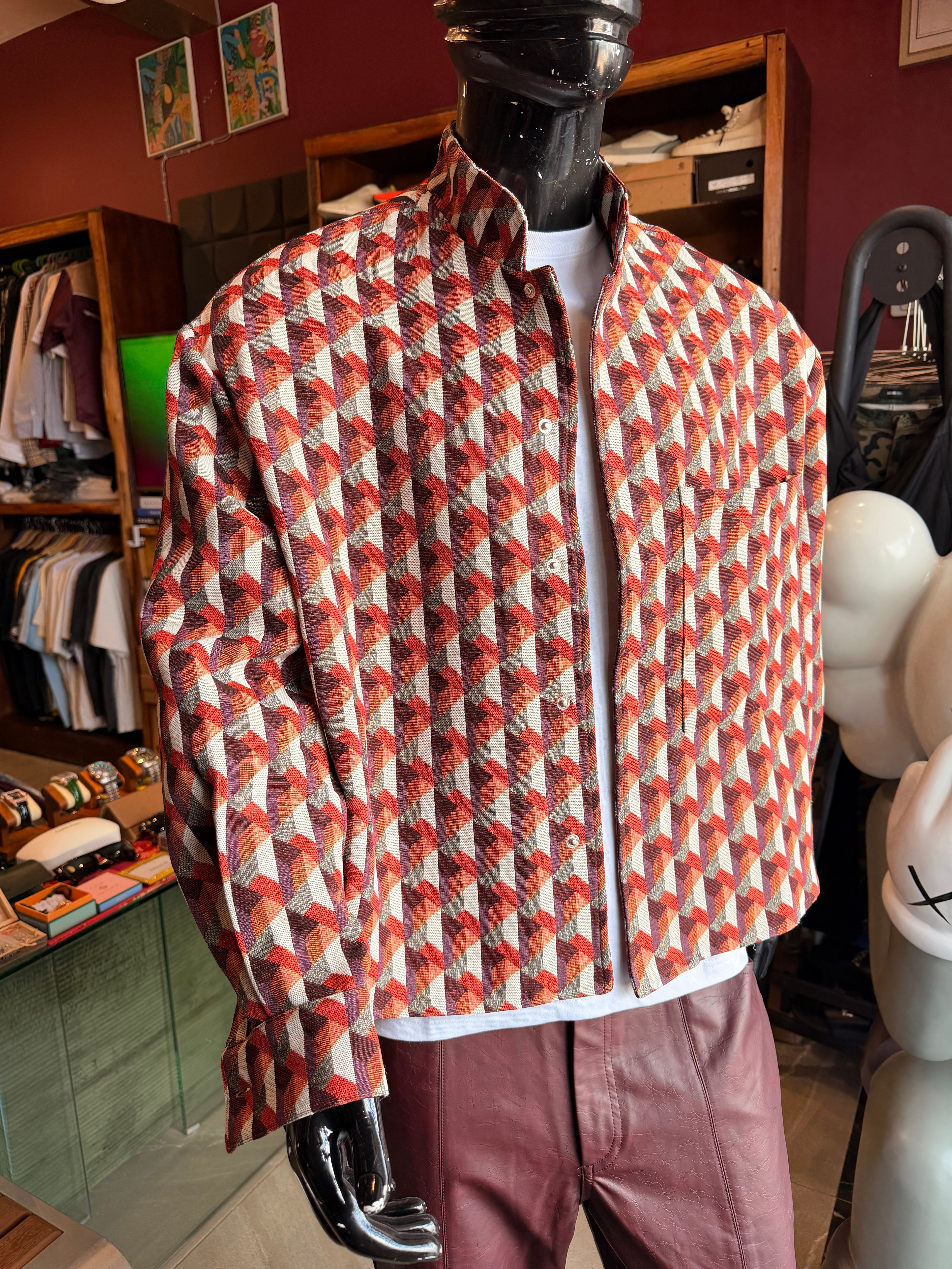 Relaxed Bellamy Geometric Tapestry Button Up Shirt - Multi Color