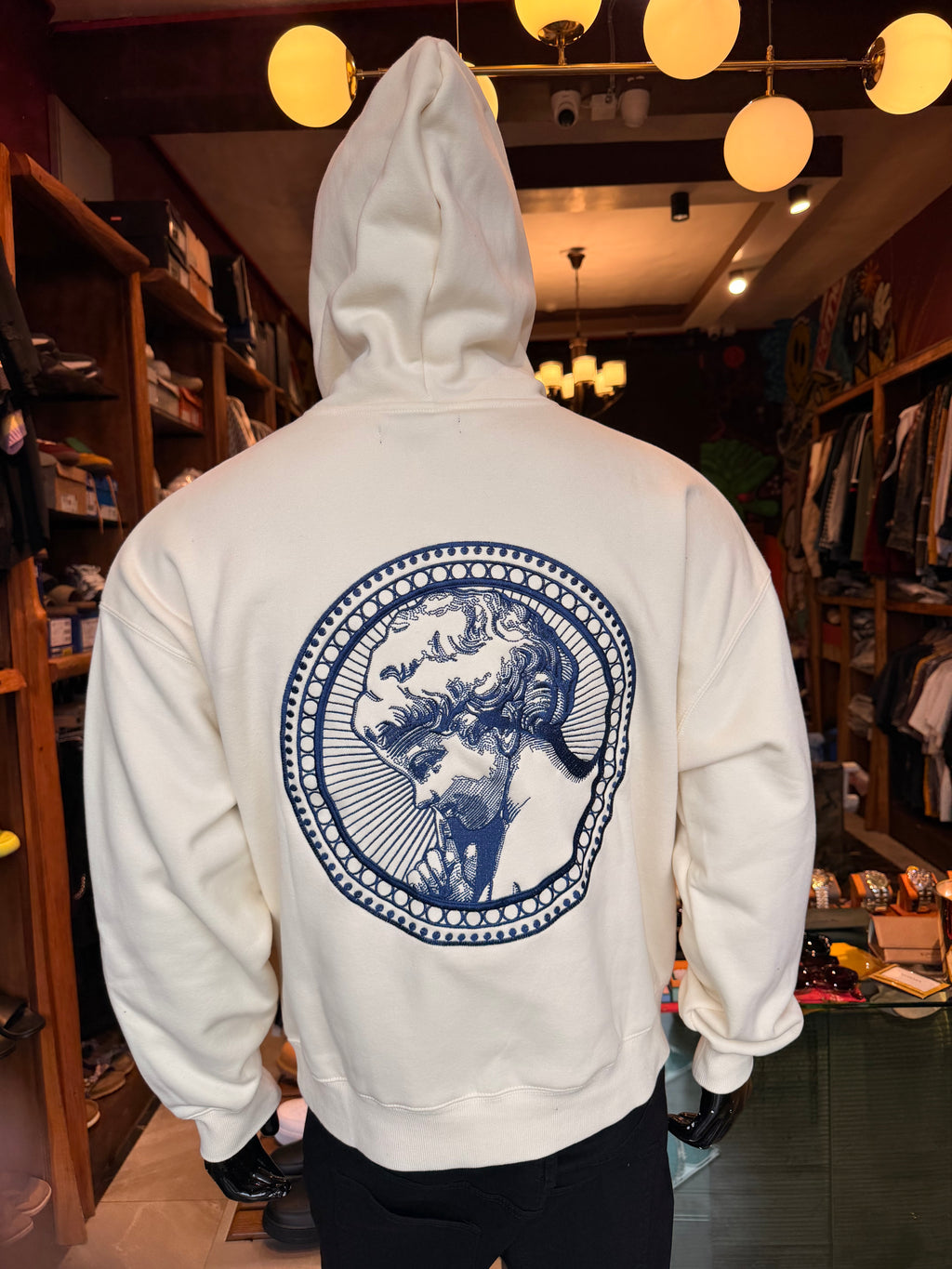 Thinker Oversized Heavyweight Hoodie - Cream