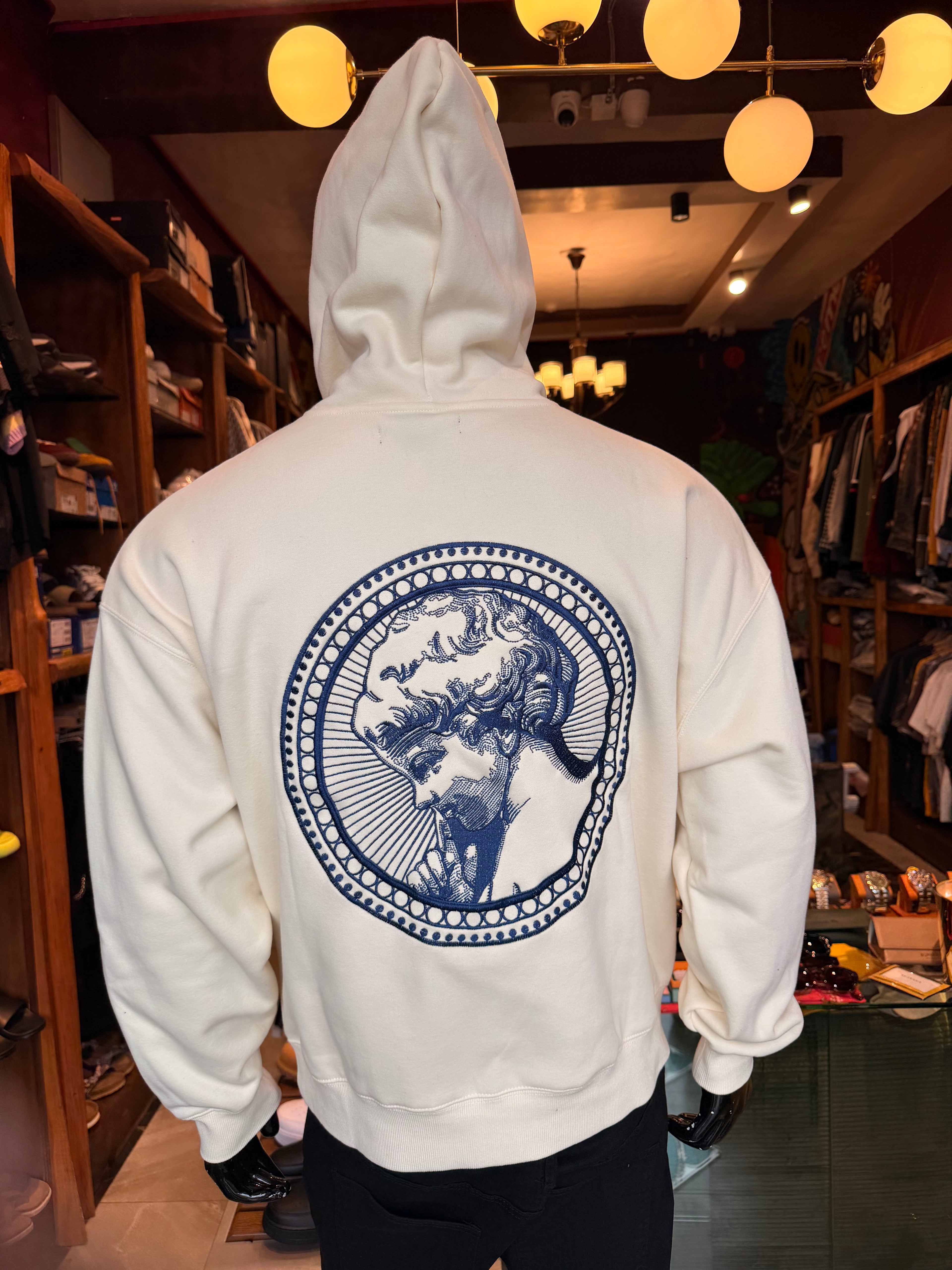 Thinker Oversized Heavyweight Hoodie - Cream