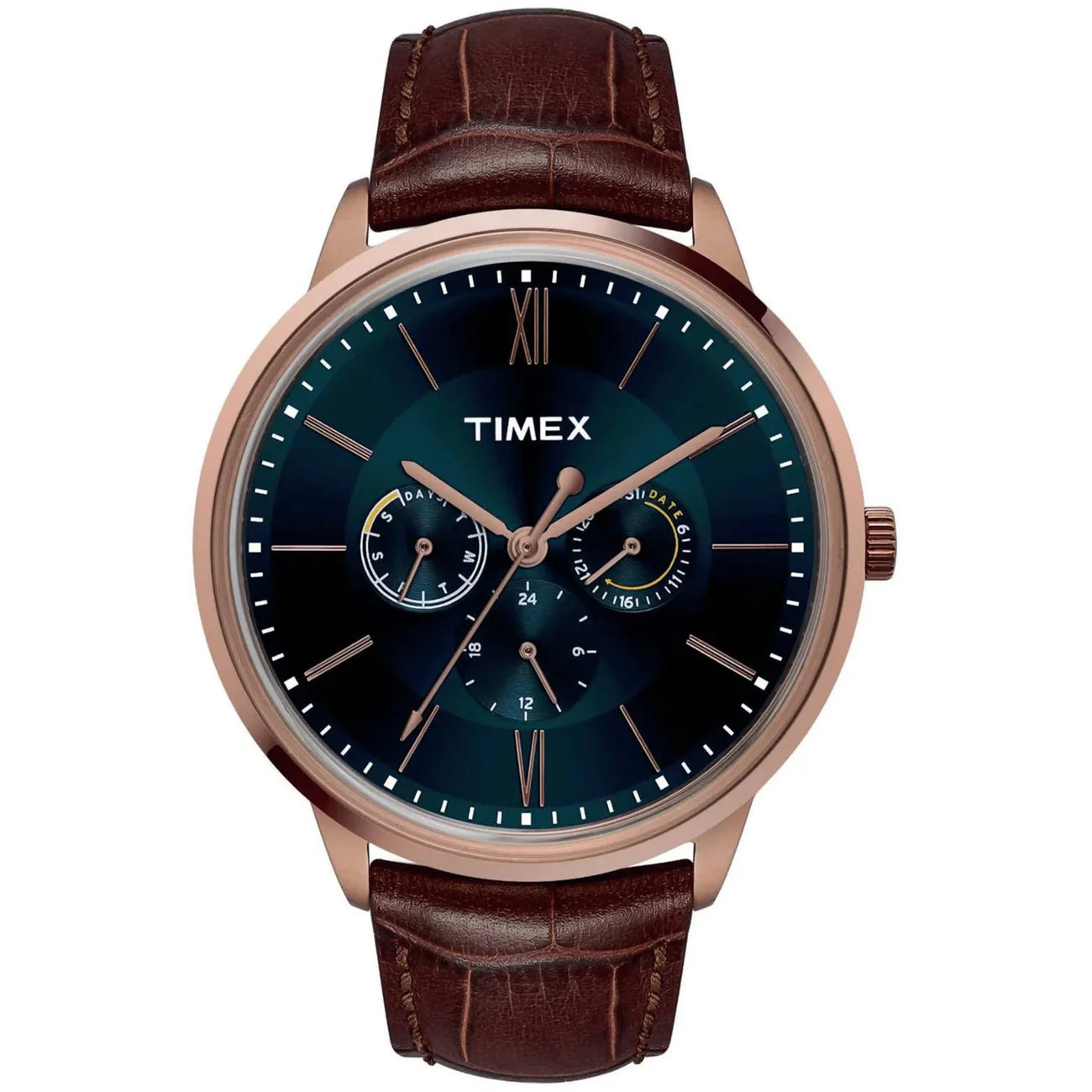 Timex Men's Watch - MK1 Quartz Rose Gold Case Blue Dial Leather Strap | TW2T24100