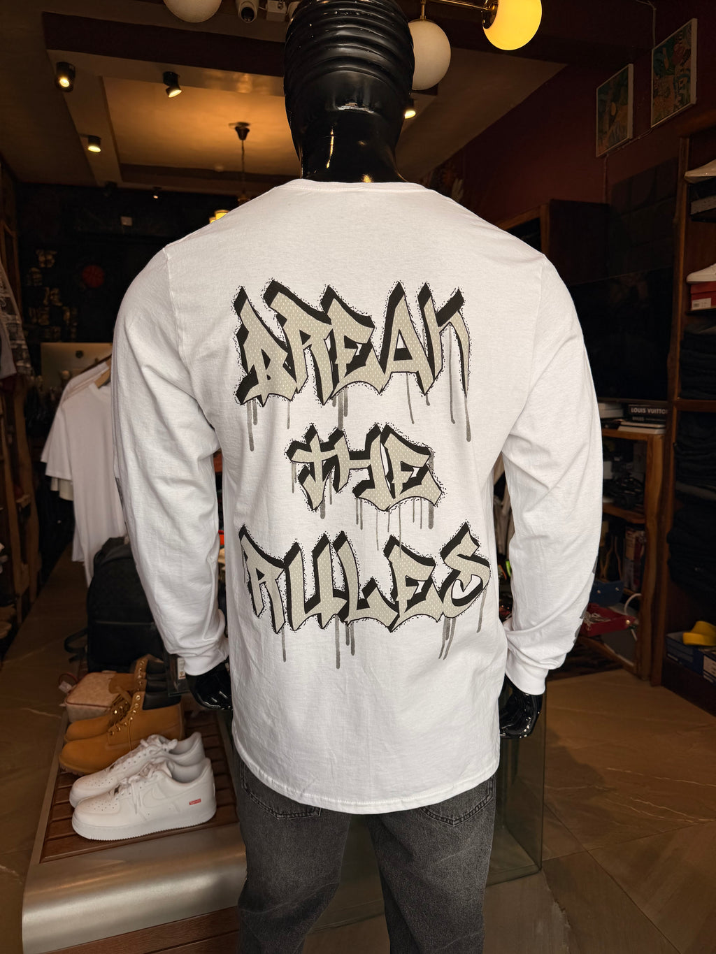 Hustle And Dream Long Sleeve Tee - White