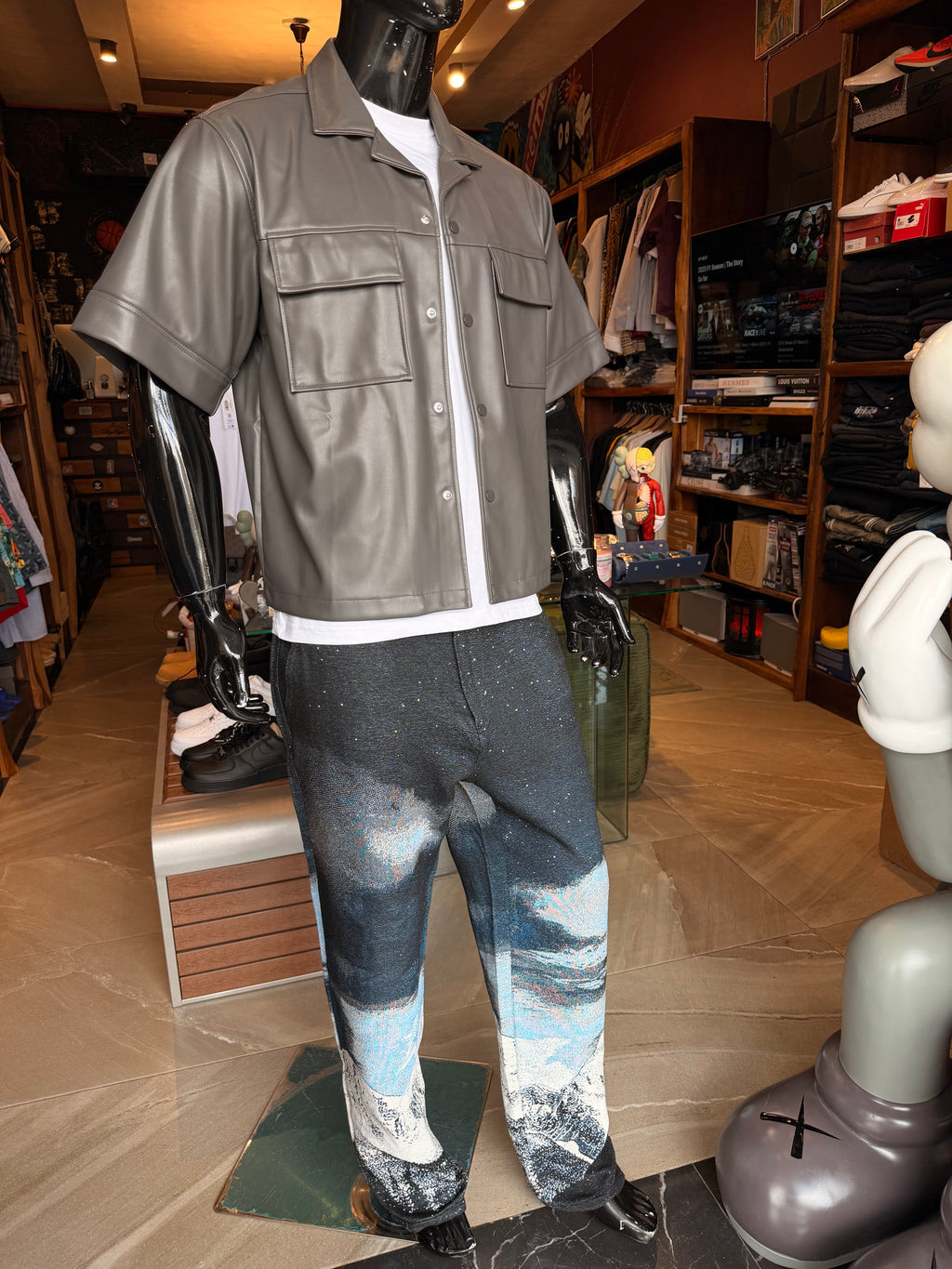 Straight Cabin Escape Tapestry Pant - Navy