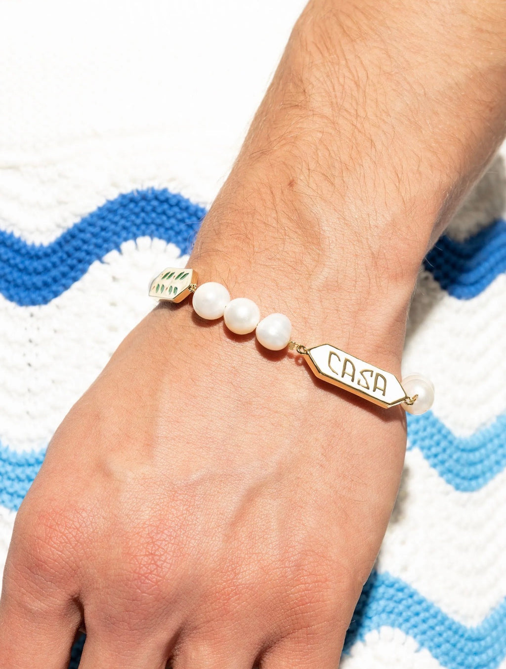 Casablanca embellished logo-plaque bracelet
