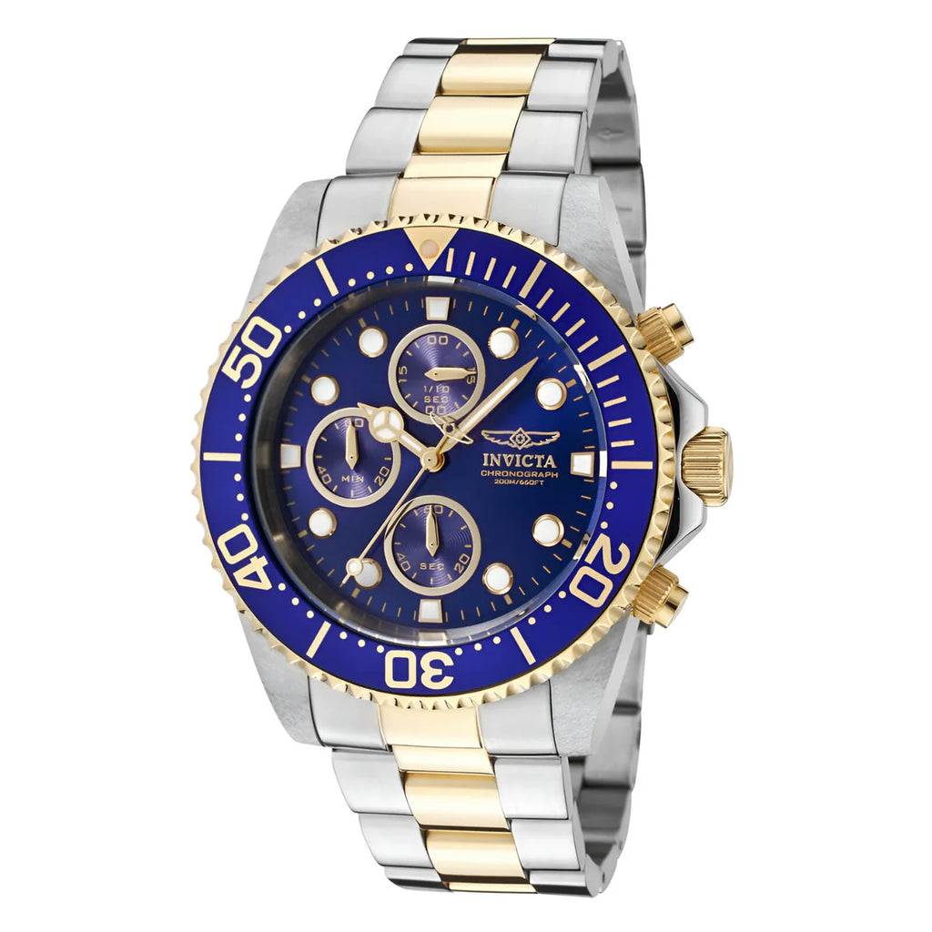 Invicta Men's Chronograph Watch - Pro Diver Two Tone Bracelet Quartz Blue Dial | 1773