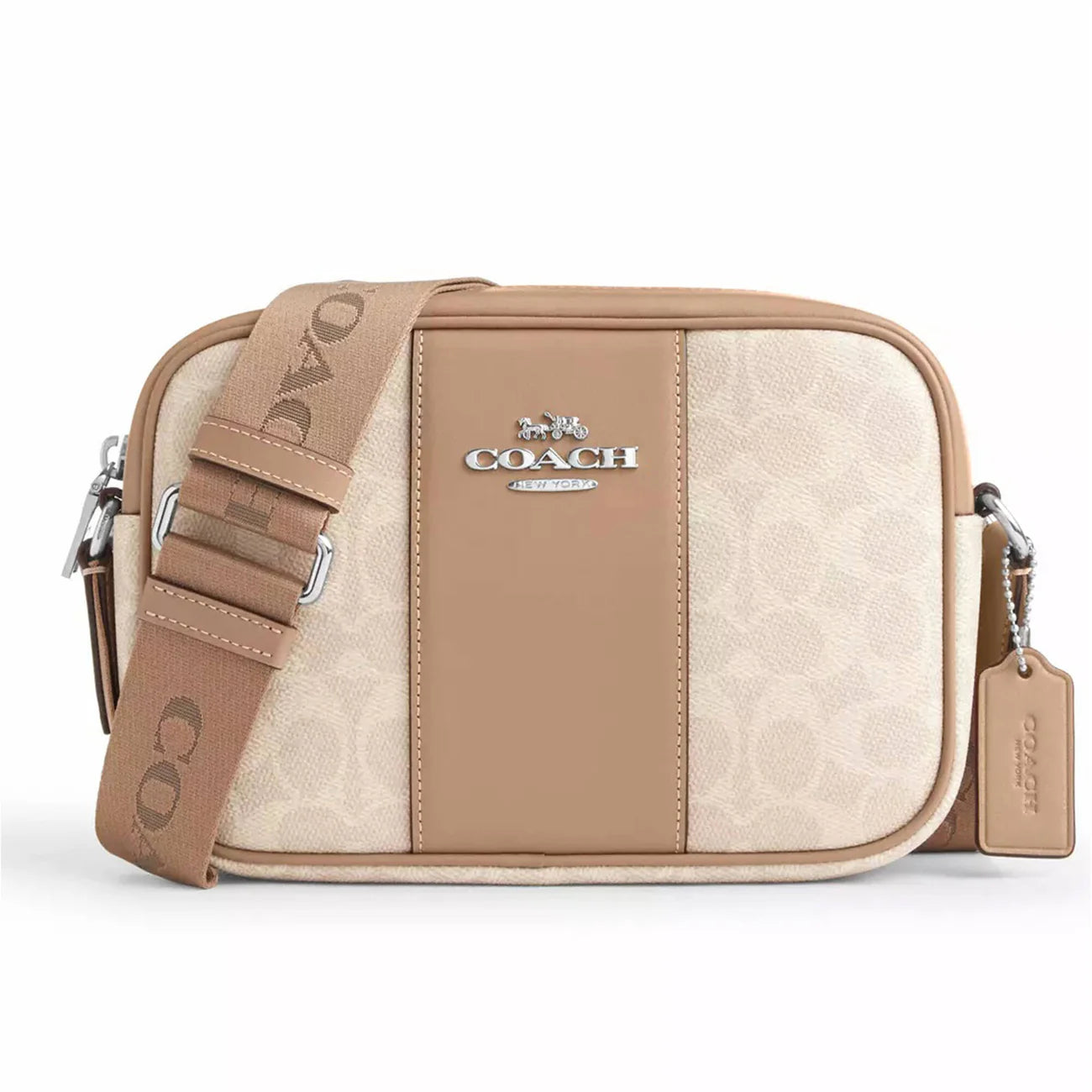 Coach Camera Bag - Jamie Sand and Taupe Signature Coated Canvas | CZ186-SVPWH