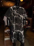Aqua Drip Cuban Collar Button Up Shirt - Black