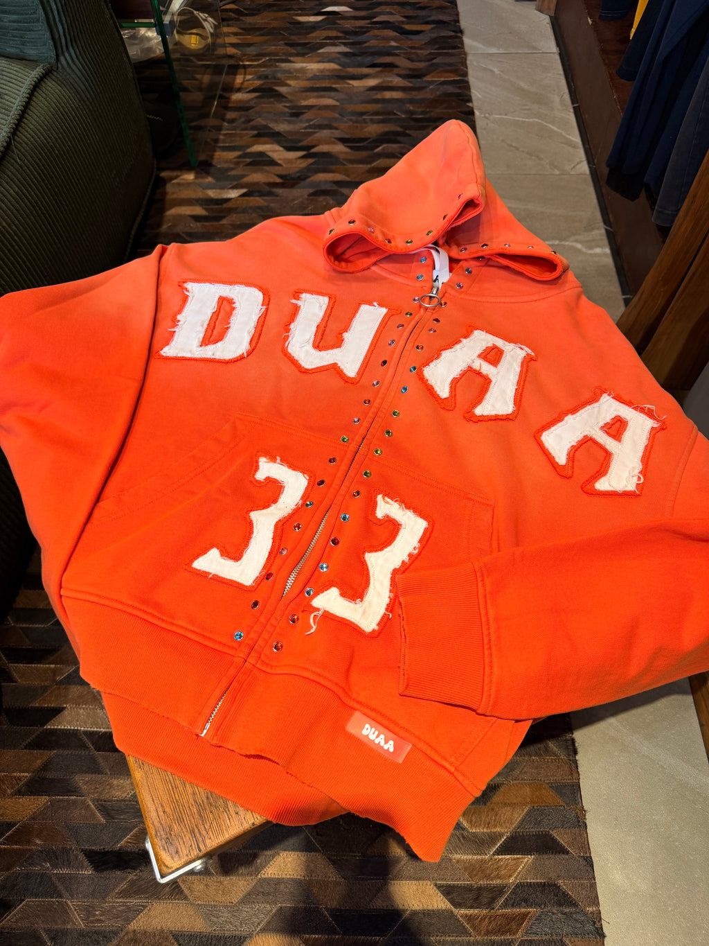 Duaa distressed crystal hoodie