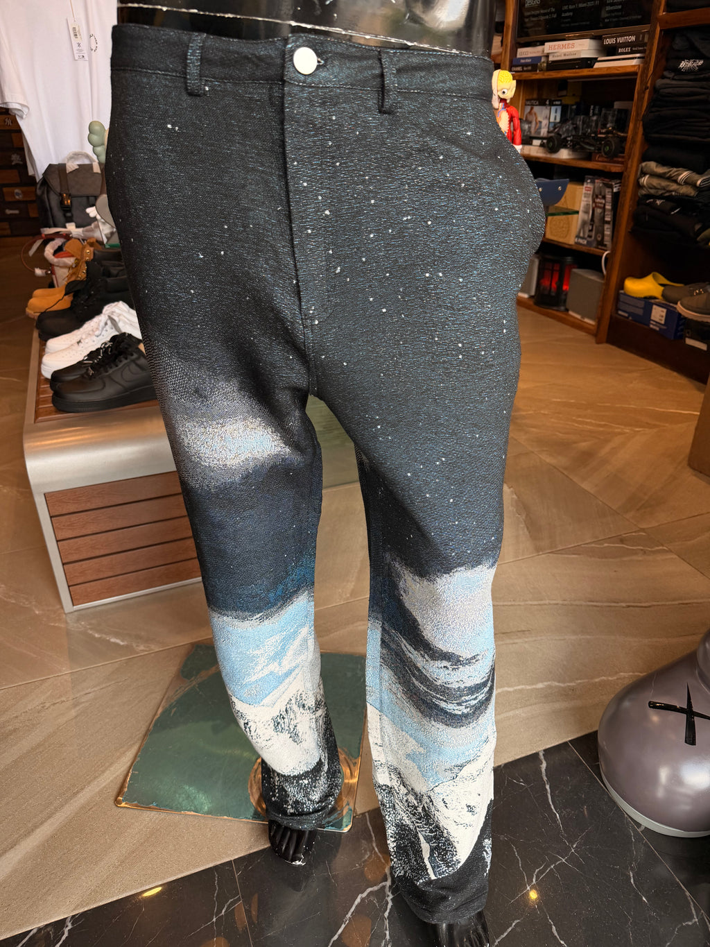 Straight Cabin Escape Tapestry Pant - Navy