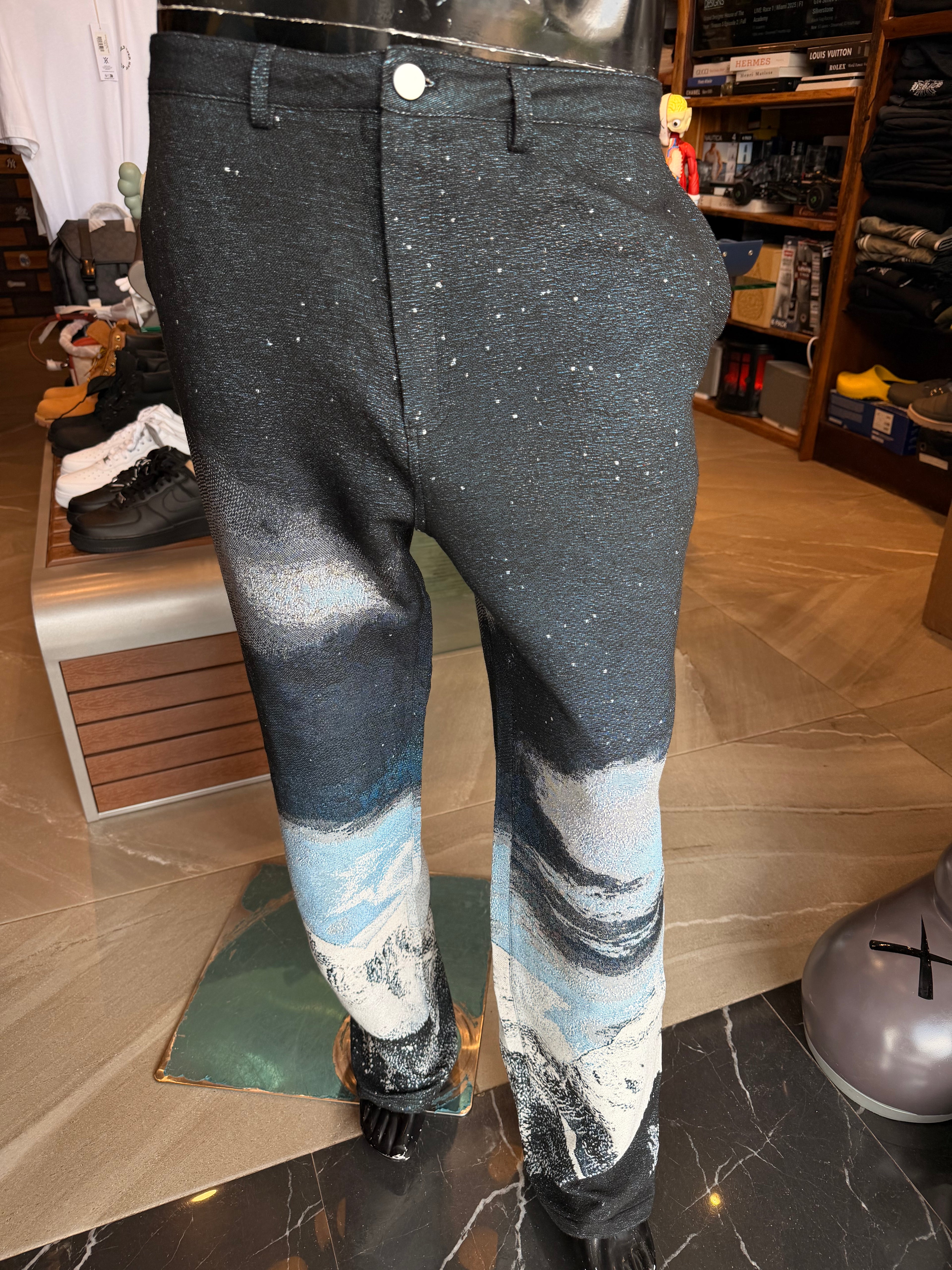 Straight Cabin Escape Tapestry Pant - Navy