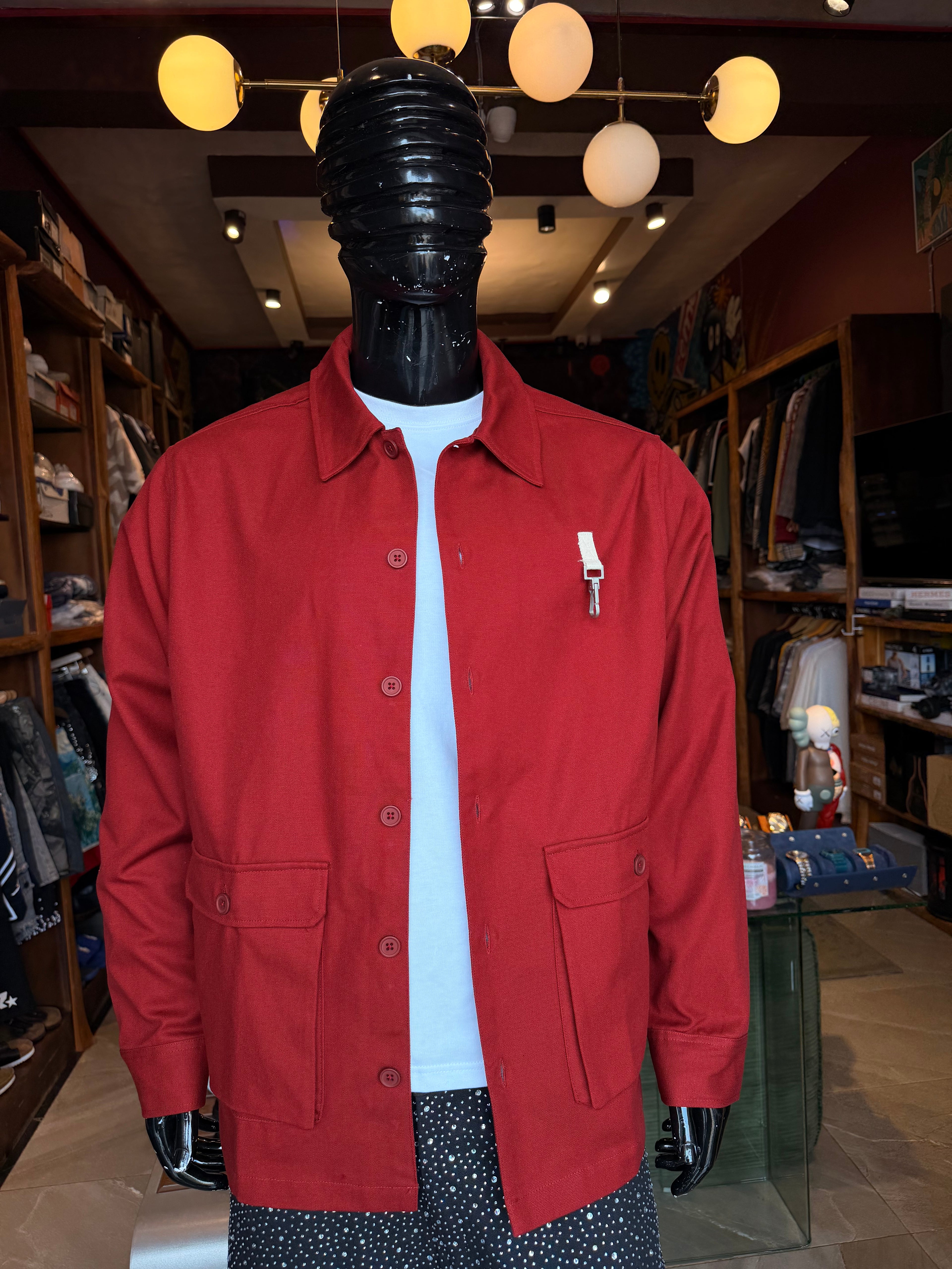 Fairfax Canvas Multi Pocket Shirt - Burgundy