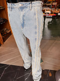 Stacked Slim Flare Pearl Stripe Jean - Light Wash