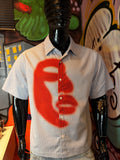 Half Visage Button Up Shirt - Blue/combo