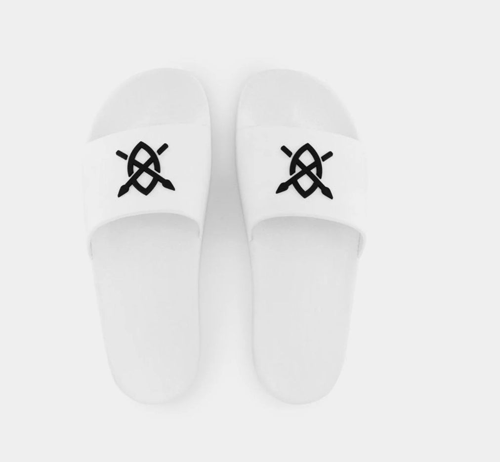 WHITE RESLIDER SANDALS