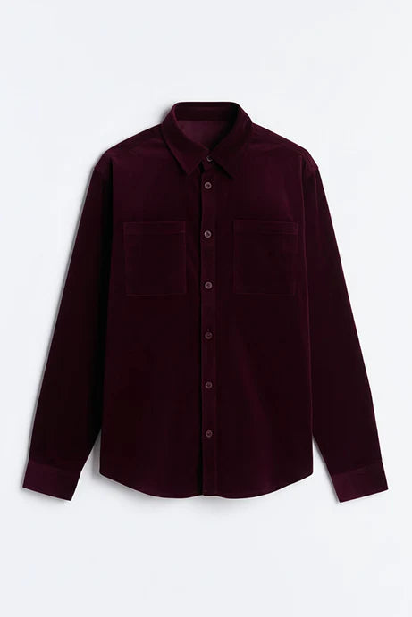 Relaxed Lincoln Park Textured Button Up Shirt - Burgundy
