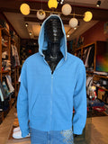 Cable Knit Textured Stitched Hooded Jacket - Blue