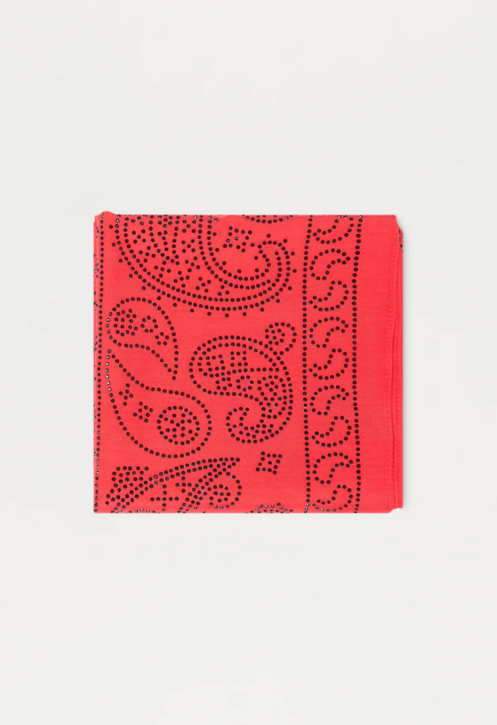 Rhinestone Embellished Paisley Bandana - Red