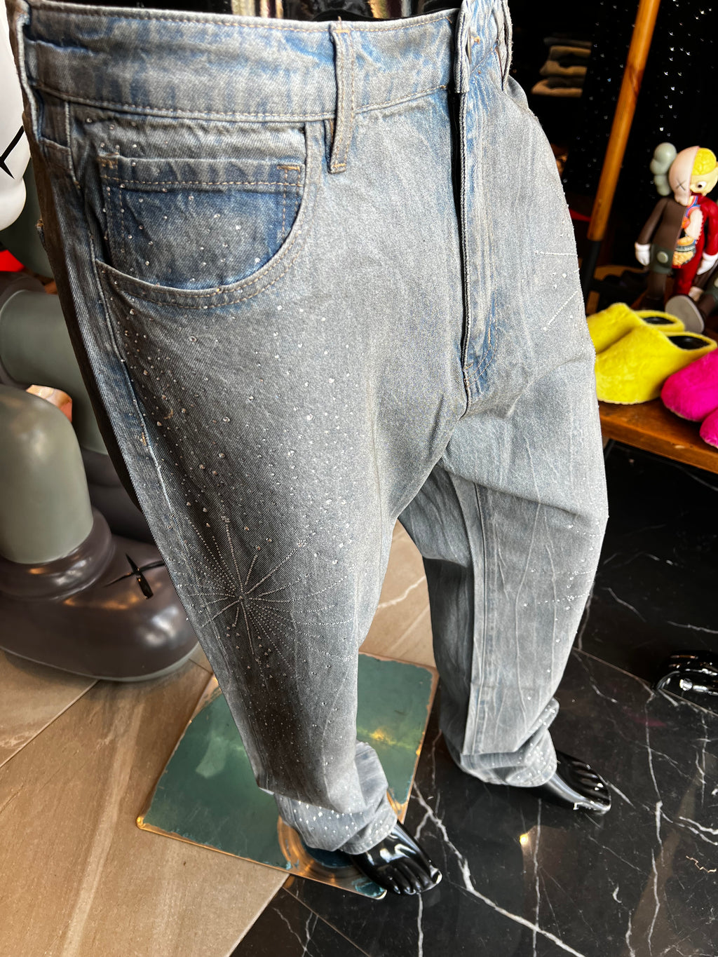 Slim Shining Star Rhinestoned Jean - Vintage Blue Wash