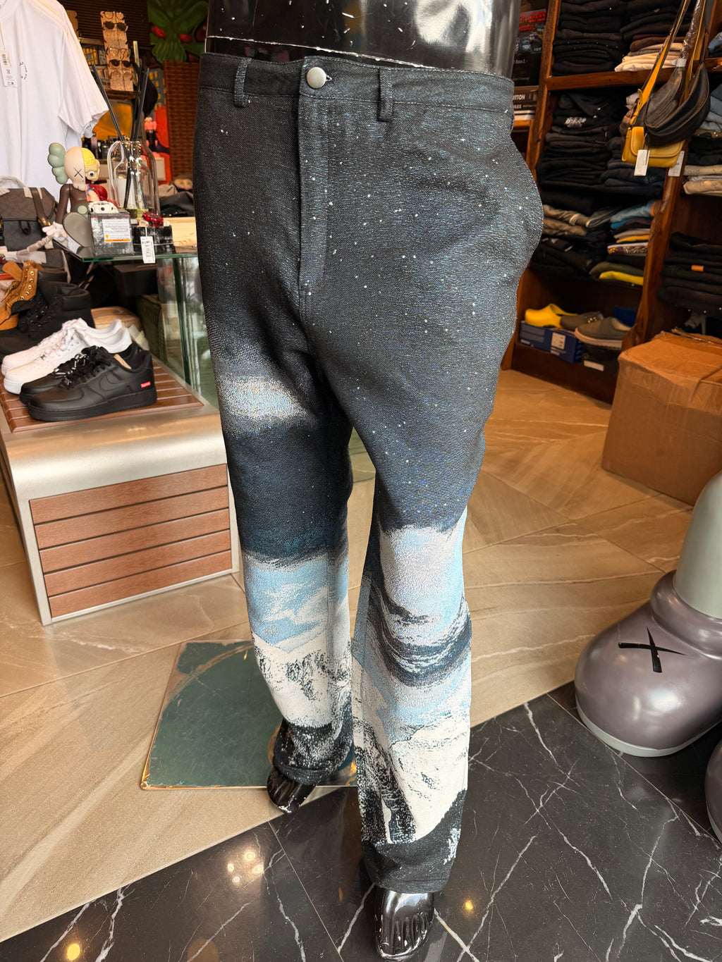 Straight Cabin Escape Tapestry Pant - Navy