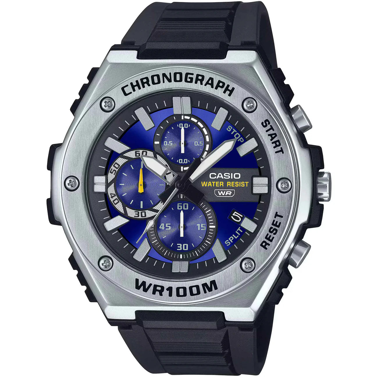 Casio Men's Watch - Chronograph Quartz Blue Dial Black Resin Strap | MWA300H-2A