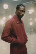 Relaxed Studded New Age Rebel Bomber Jacket - Burgundy