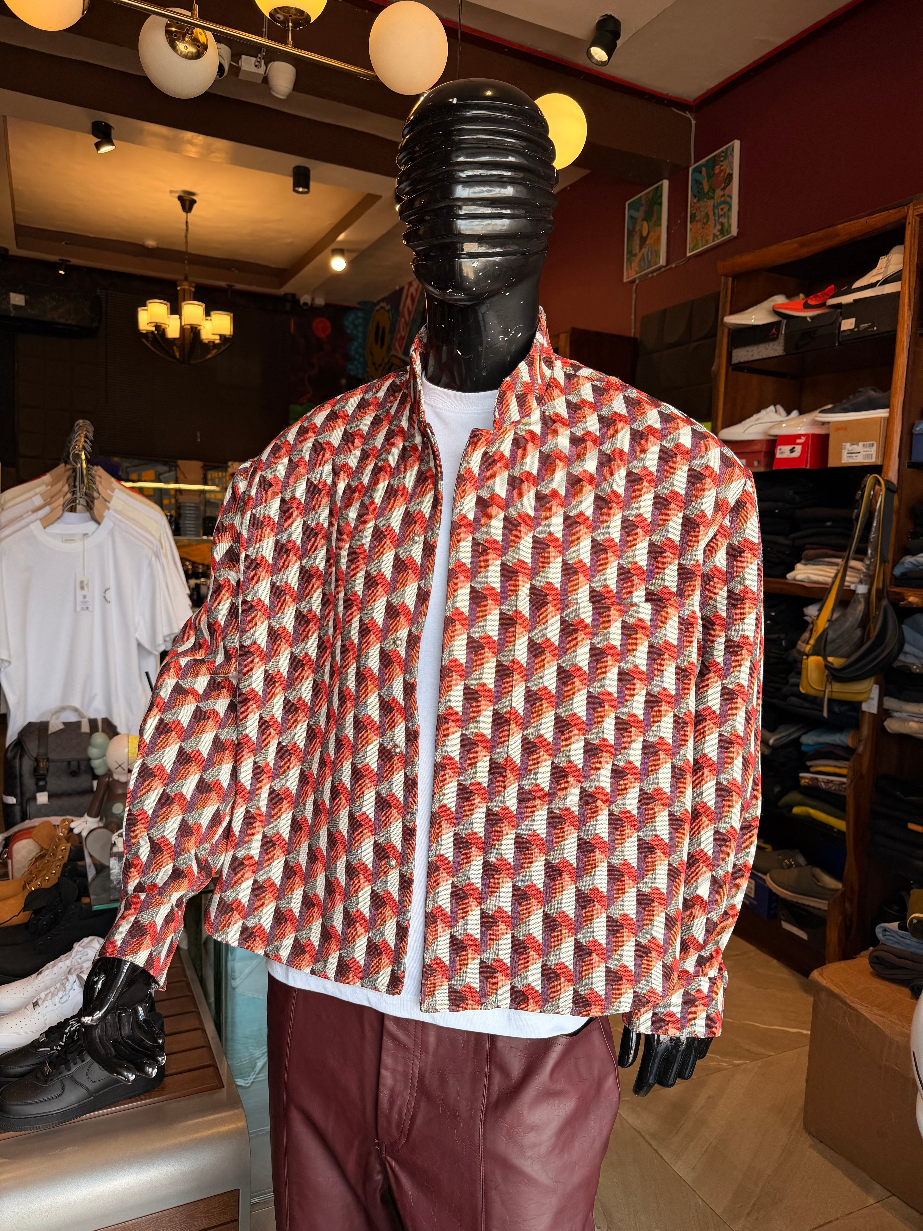 Relaxed Bellamy Geometric Tapestry Button Up Shirt - Multi Color