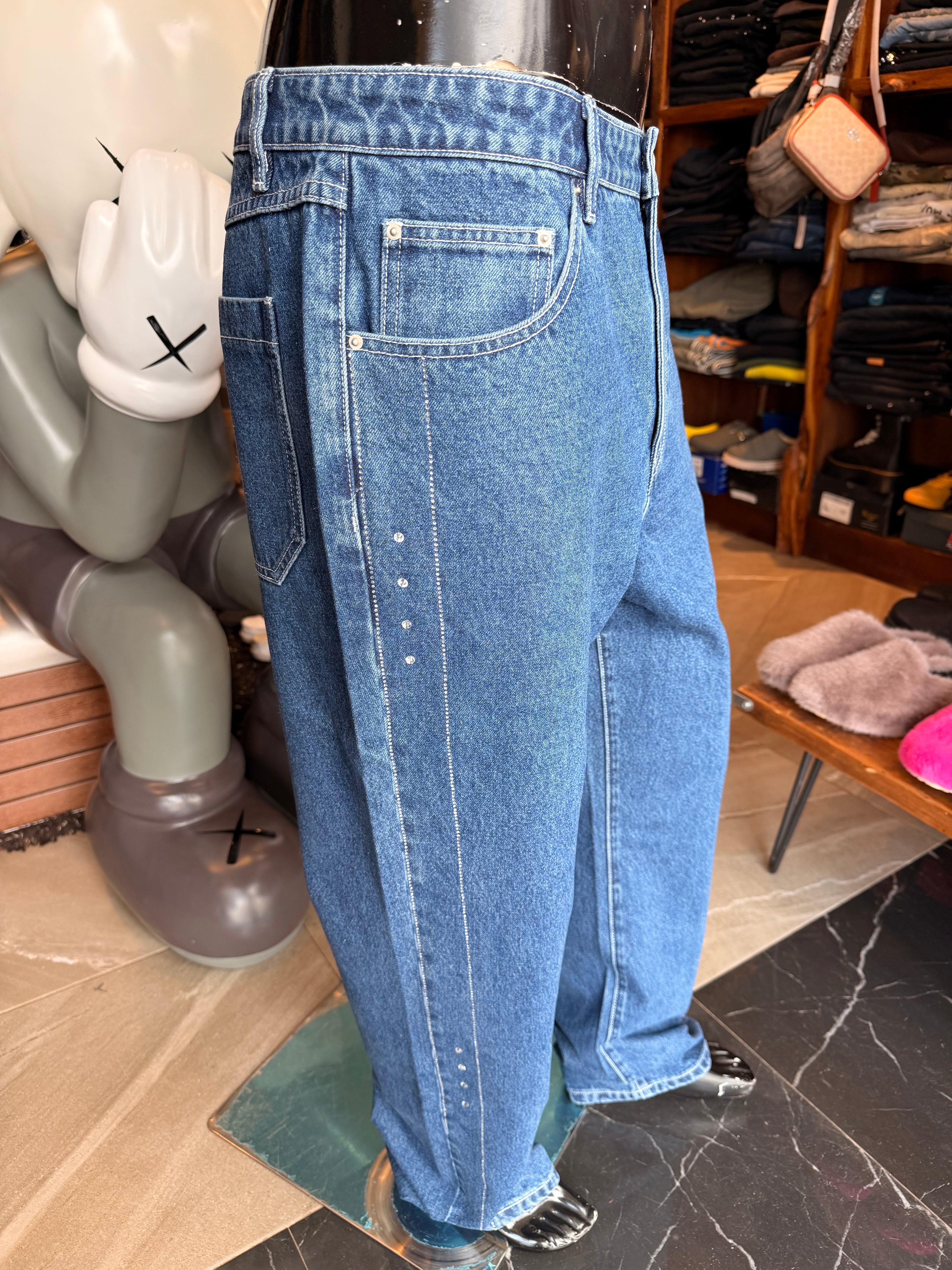 Straight Coming To My Side Jeweled Jean - Indigo